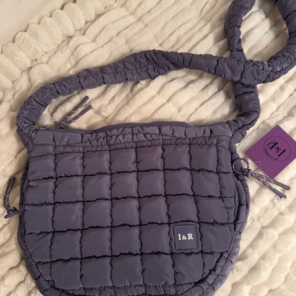 Iris and Rainbow Classic Puff Quilted Cloud Purple Crossbody Bag